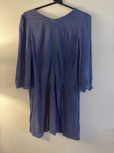 Blue embroidered tunic top - blue,