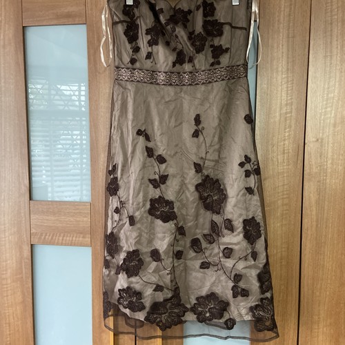 Womens brown strapless dress - strapless,