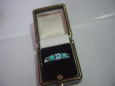 Vintage Solid Silver Ring-Superb genuine natural apatite/turquoise& topaz-Size q