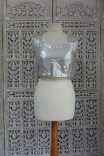 Silver metallic choli Tunic / kameez / sari blouse fit 33” Bust SKU16421