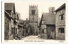 Church Street Great Budworth man reading newspaper deckchair UNP RPPC Postcard