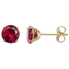 Yellow Gold Ruby Earrings