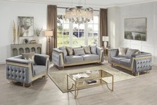 NEW 3PC Gray Gold Sofa