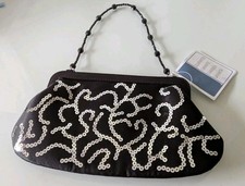 BLACK & SILVER BEADED CLUTCH