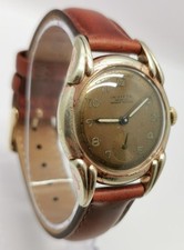 Vtg 1950s Invicta Gold Plate Fancy Lug 33mm Mechanical Military Face Gents Watch