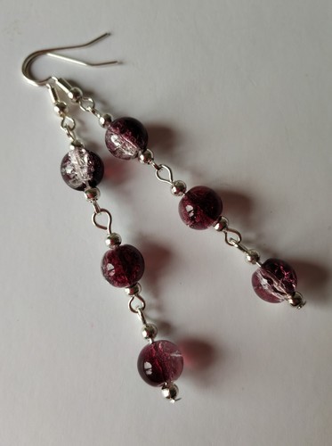Long drop dangle plum purple - drop,