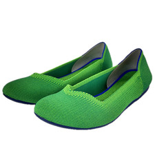 Rothy’s Kelly Green Jelly Bean Round Toe Sz 8W Ballet Flats Knit Comfort Slip On