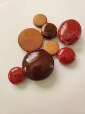 Mix Of Wooden And Acrylic Beads Brown And Red For Jewellery Making