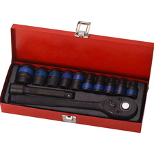 12Pcs 1/2In Dr Socket Set Includes Big Fly Wrench Rod 12.5Mm Sleeve Repair Hard