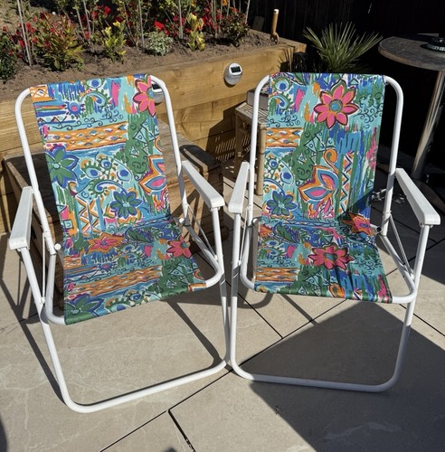 Vintage pair deck chairs - of,