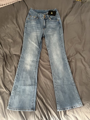 Shein blue low waisted flared - shein,