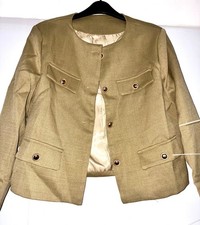 New sage green boucle jacket size L 12/14 gold buttons 
