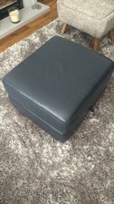 DFS Navy Leather Footstool