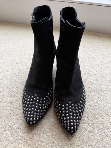 Ash black suede studded - suede, ankle