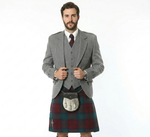 Scottish grey wool argyle kilt - scottish,