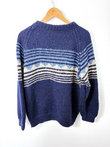 Vintage jumper blue wool - l,