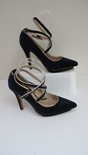 LADIES SHOES REISS Size 3 Navy Velvet Leather Heels- Ankle Strap- Stiletto- VGC-