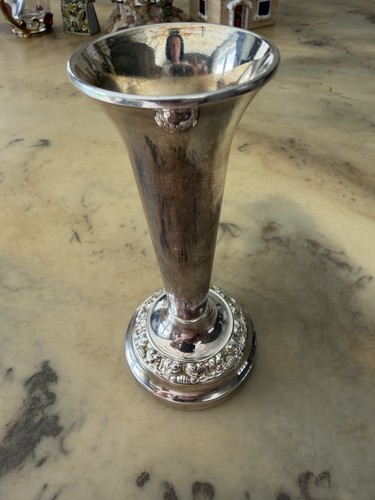 Silver plated trumpet vase urn - silver, vase/urn