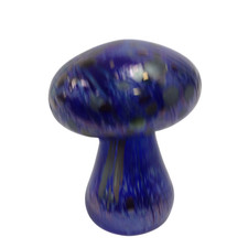 Handcrafted Blue Art Glass Mushroom Paperweight Ornament Decor Pre-Owned Used 