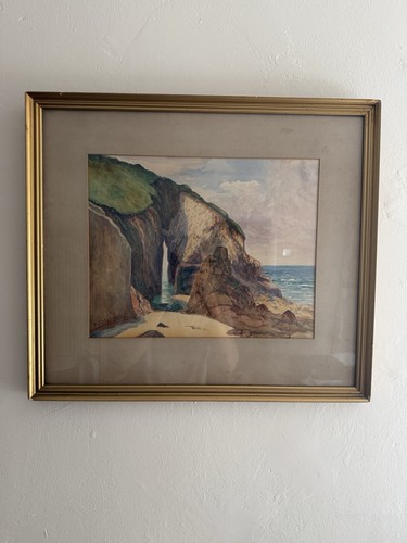 Antique signed coastal beach - antique,