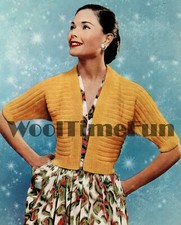 Knitting Patterns Womens Vintage 1950s Bolero Jacket/Cardigan. 34" - 40" Bust