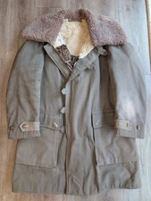 Vintage WW2 Swedish Army Military Sheepskin Shearling Parka Jacket Coat Size M-L