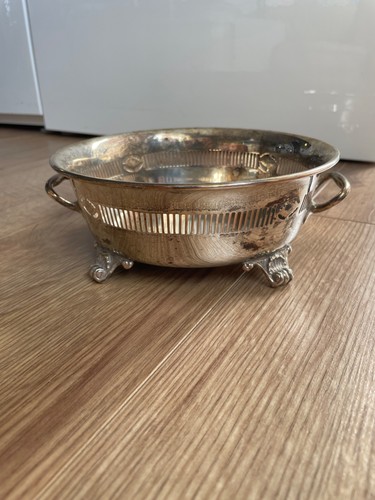 Vintage silver plate pierced - plate,