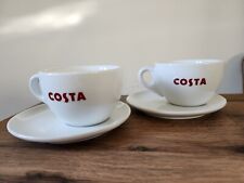 COSTA Coffee Cups and Saucers/Side Plate With Coffee Bean Design x 2 