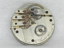 RARE & HI GRADE 45MM GALLET 19 JEWEL SWISS BRIDGE POCKET WATCH MOV'T & DIAL
