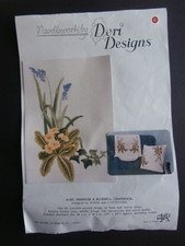 Deri Designs Embroidery kit - Primrose and Bluebell chair back  58 x 40cm fringe