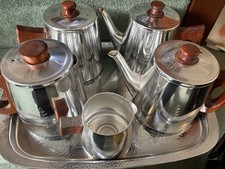 Vintage c. 1950-60’s SONA 5-piece tea-coffee wood-handled set