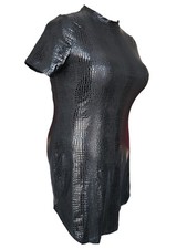 Black faux leather croc skin PVC stretchy dress. 42" to 46" bust Size 16/20 New