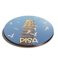 Round MDF Coaster Pisa Italy Leaning Tower Visit Travel #56727