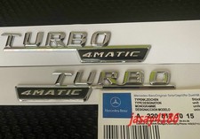 2x Chrome Turbo 4Matic For Mercedes Benz Fender Sides Letters Emblem Badge Decal