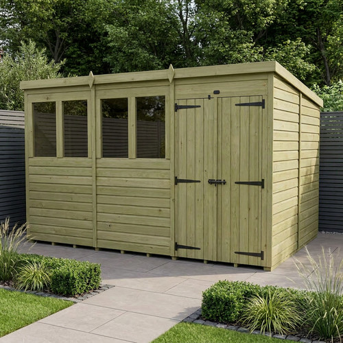 Pent shed double door - shed,