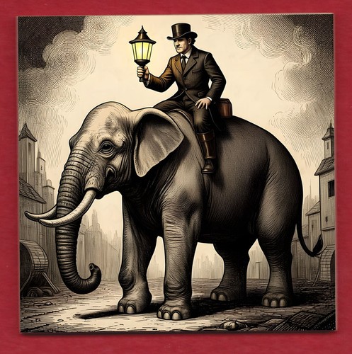 Elephant with rider decorative - with,