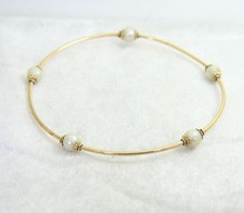 Vintage Italian 18ct Yellow Gold Pearl Station Slave Bangle