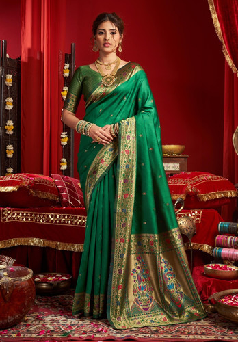 Women green silk saree - women’s,