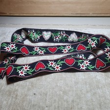 Vintage Bavarian Floral Drindl Ribbon trim with Edelweiss . 70 inch. 