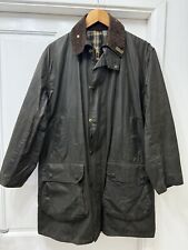 Mens Barbour Border Jacket C38 Waxed Long Olive Green Vintage Plaid Waterproof