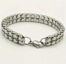 Viking Cube Bracelet 22cm Rock Retro Punk Mesh Silver Stainless Steel
