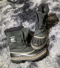 Sorel Caribou Men's Waterproof Snow Boots Size UK8 Black Pre Owned Very Good