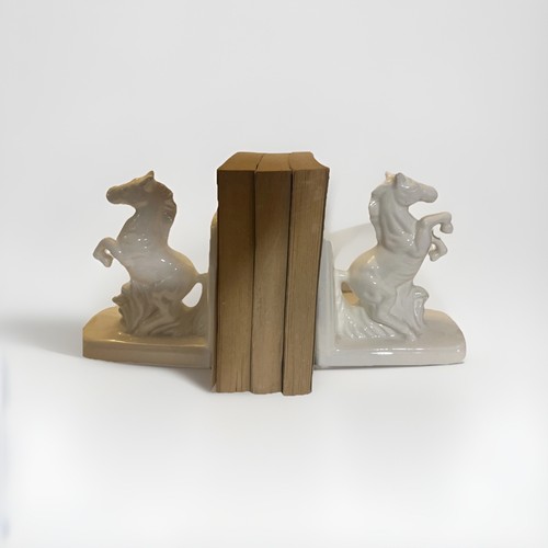 Bookends horses white - bookends.,