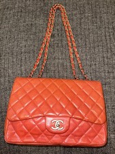 Chanel Lambskin Single Flap Shoulder Bag Orange