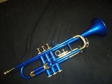 Trumpet  SALE NEW  BLUE BRASS COLOUR STUDENT Bb FLAT TRUMPET FREE CASE+M/P
