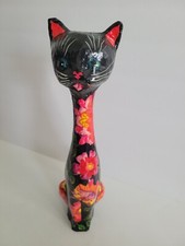 Vtg 15” Long Neck Cat Signed