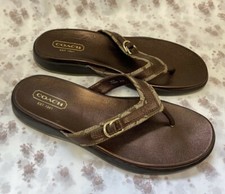 NEW! Coach UK7.5M Eur40.5M US9.5M dark brown leather Lyndsey sliders / sandals