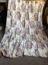 PROFESSIONALLY MADE CURTAINS PURPLE & CREAM-UNUSUAL HEADING  52” WIDEx 84” DROP