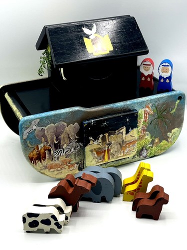 Vintage wooden noah ark toy - vintage,