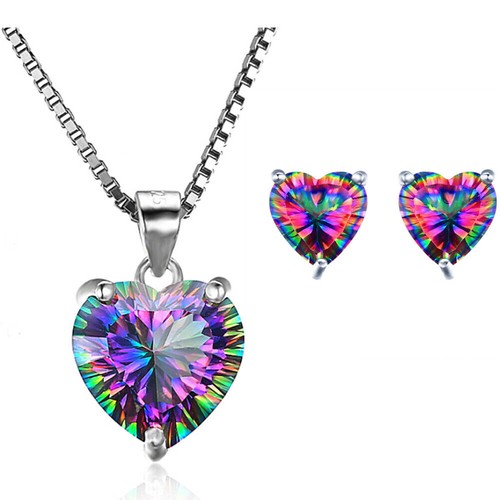 Heart necklace stud earrings - stud,